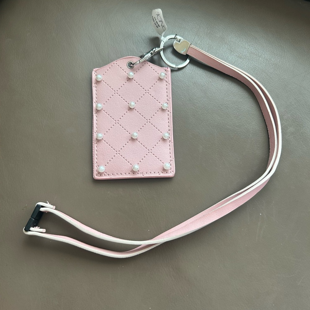 Icing Pink Pearl-Studded Key & Card Holder